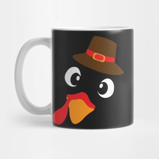 Funny Cute Happy Merry Thanksgiving turkey face Mug